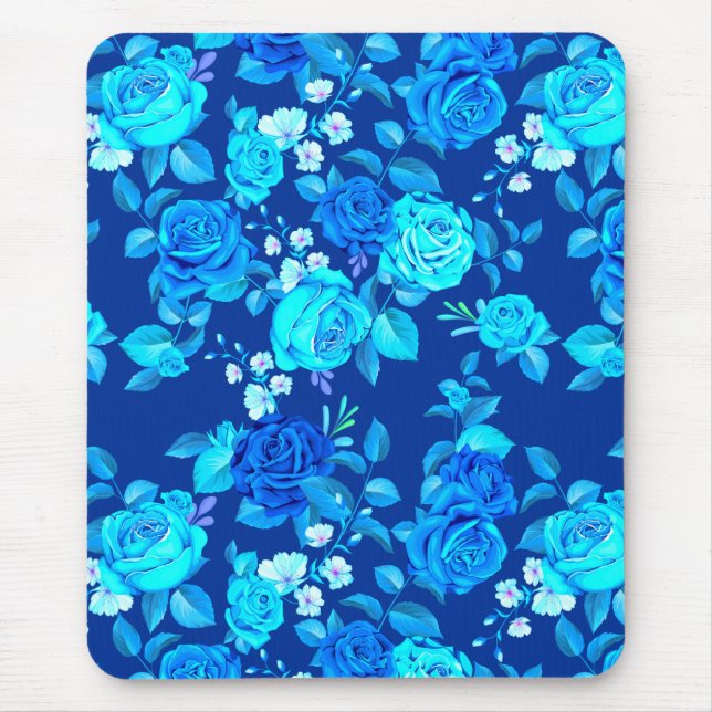 Klassische Blaue Rose Blume Muster-876 Mousepad (Vorne)