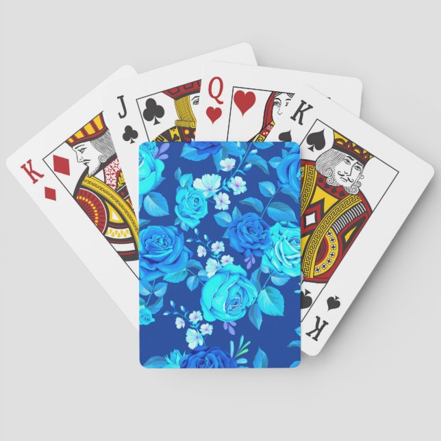Klassische Blaue Rose Blume Muster-876 Spielkarten (Rückseite)