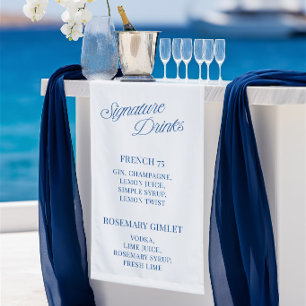 Klassische Blaue Schrift Hochzeitssignaturgetränke Banner