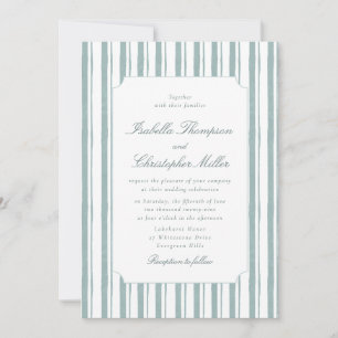 Klassische blaue Streifen-Hochzeitseinladung elega Einladung