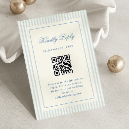 Klassische blaue Streifen RSVP Online QR Code Karte