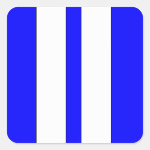 Klassische blaue u. weiße Retro Quadratischer Aufkleber