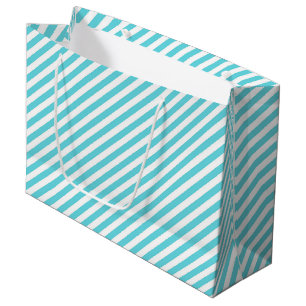 Klassische blaue und weiße diagonale Streifen Große Geschenktüte