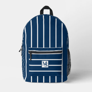 Klassische blaue und weiße Streifen Bedruckter Rucksack