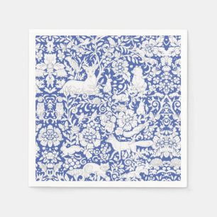 Klassische Blaue Waldtiere Damask Serviette