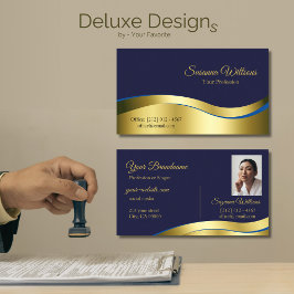 Klassische blaue Wavy Gold Dekoration mit Foto Sti Visitenkarte