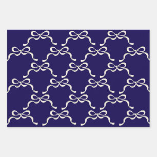 Klassische blaue Weihnachtsbögen Weihnachtsfeierta Geschenkpapier Set