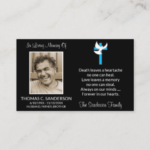 Klassische Blue Cross Dove Foto Beerdigungskarte Visitenkarte