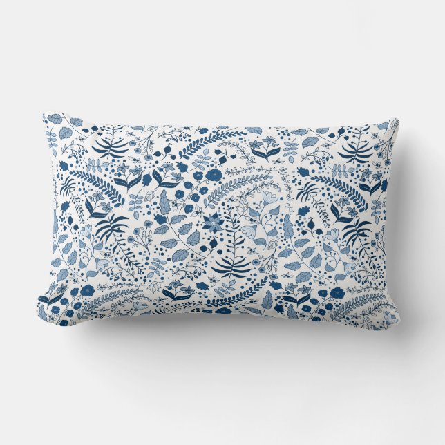 Klassische Blues | Boho Floral | von Cherie Lendenkissen (Vorderseite)