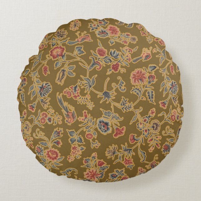 Klassische Blume Chintz Hübsch Soft Floral Design Rundes Kissen (Vorderseite)