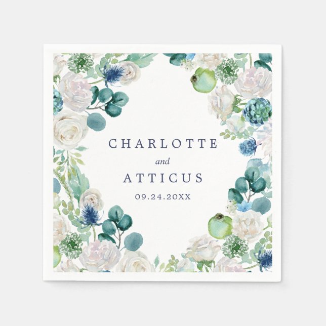 Klassische Blume Hochzeit Serviette (Vorderseite)