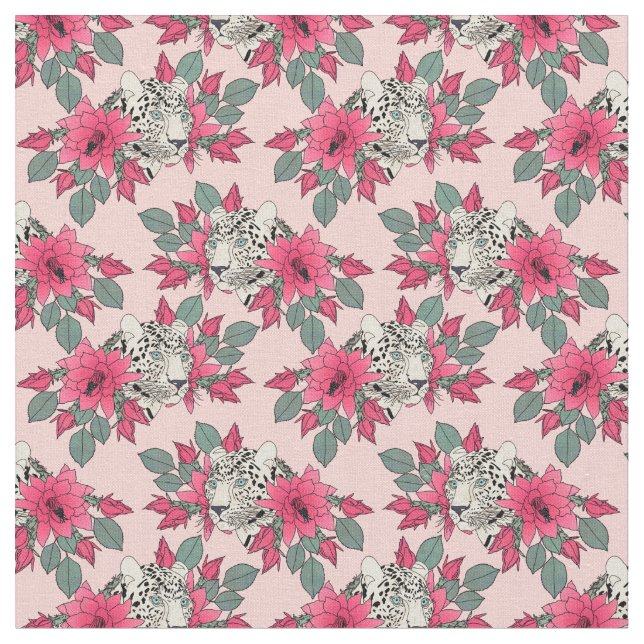 Klassische Blume und Leoparden Stoff (Nahaufnahme)