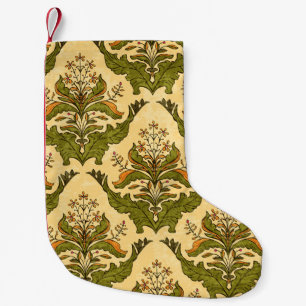 Klassische Blumen-Tapete: stilisierter Damast. Kleiner Weihnachtsstrumpf