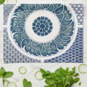 Klassische Blumendekoration Print Geschirrtuch