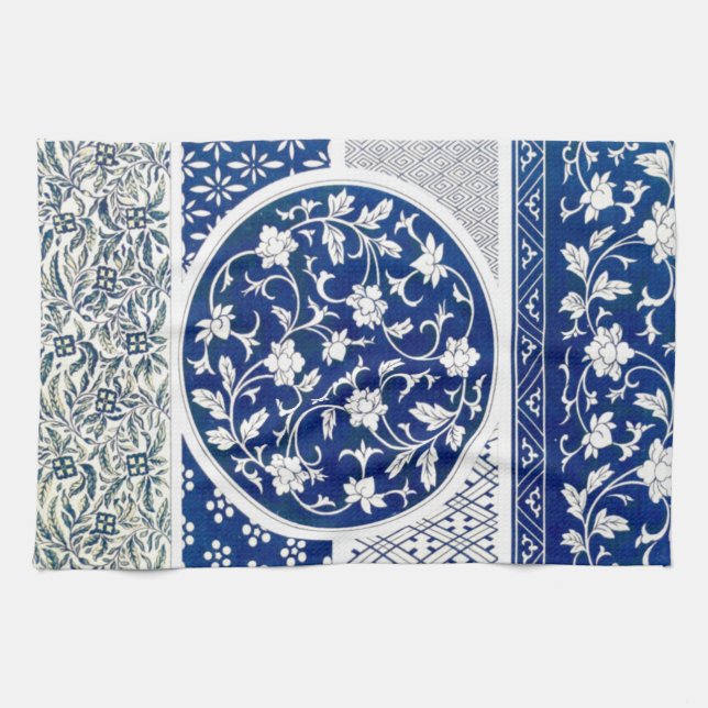 Klassische Blumendekoration Print Geschirrtuch (Horizontal)