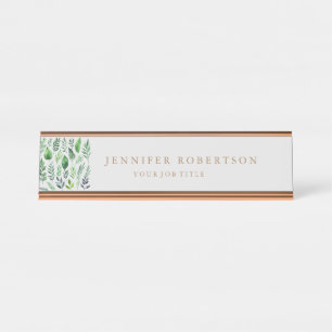 Klassische Blumenergrüne, Personalisiert, kundensp Schreibtischnamensplakette