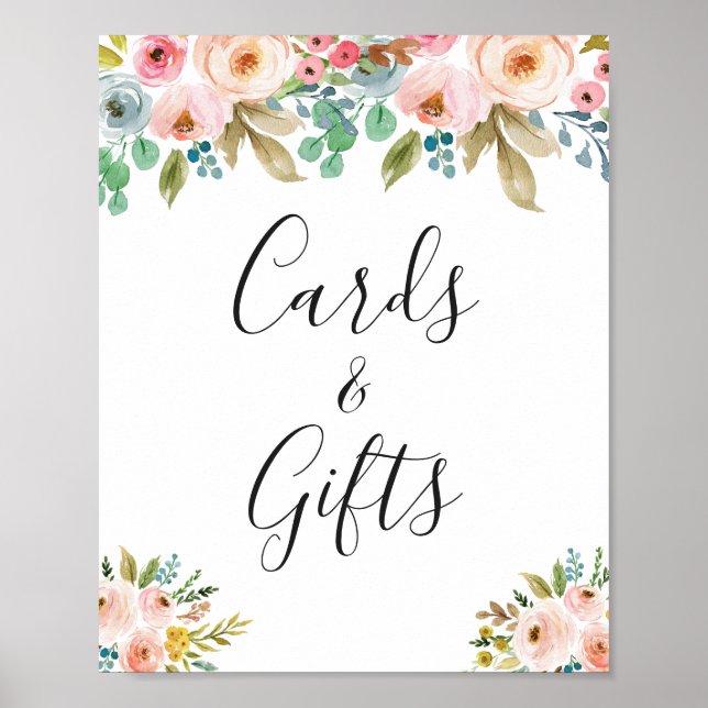 Klassische Blumenkarten und Geschenkgutscheine Poster (Vorne)