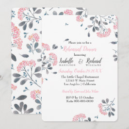 Klassische, blumenrosa Aquarell Probe Abendessen Einladung