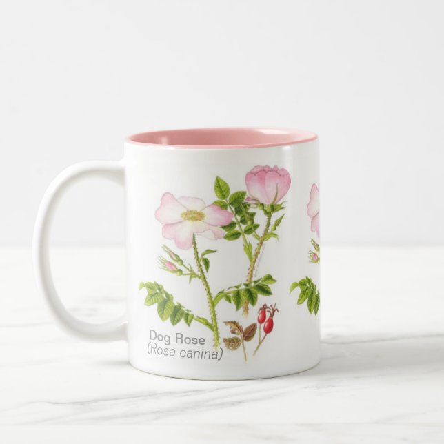 Klassische BlumenTasse - HundeRose Zweifarbige Tasse (Links)
