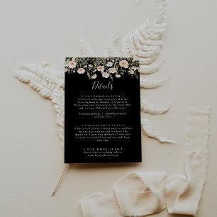 Klassische Blush-Wildblume Schwarze Hochzeiten Det Begleitkarte