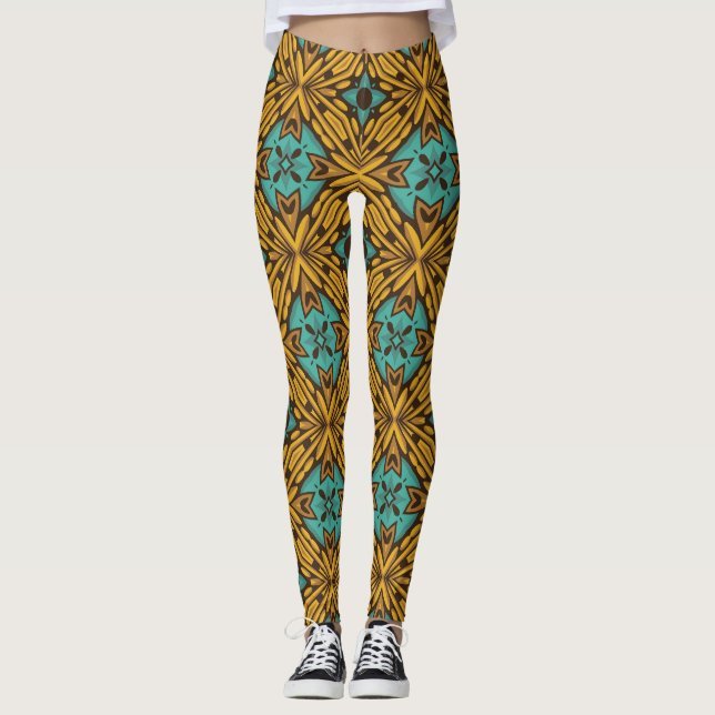 Klassische Blüte: Zeitloses Vintages Muster. Leggings (Vorderseite)