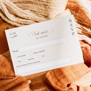 Klassische Blütenmonogramm-Hochzeit RSVP Karte