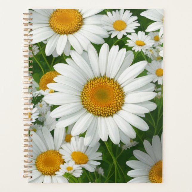 Klassische Blütenmuster Weiße Blumenfelder Grün Planer (Vorderseite)