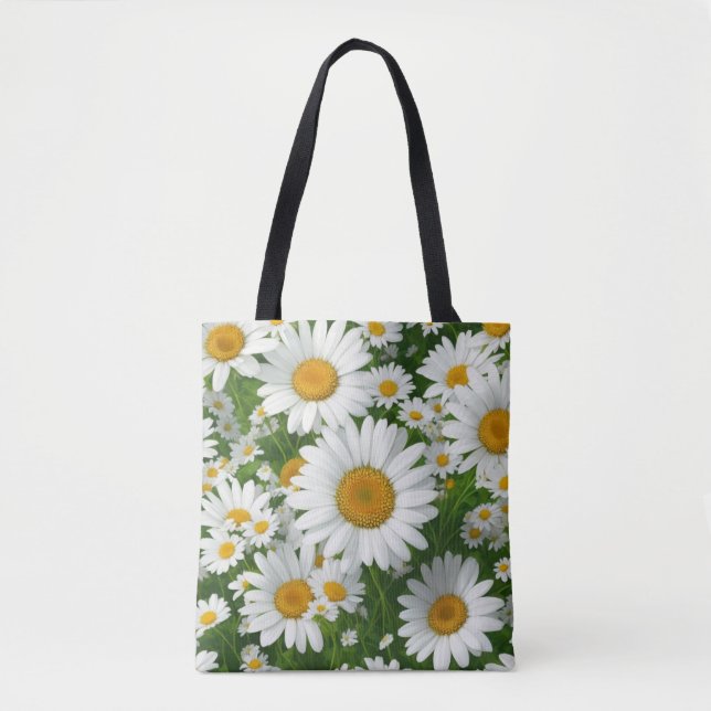 Klassische Blütenmuster Weiße Blumenfelder Grün Tasche (Vorderseite)