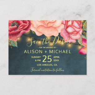 Klassische Blütenpink-Blütenpantoletten Hochzeitst Save The Date
