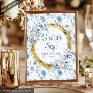 Klassische Bohemisch Light Blue Gold Hochzeit nach Poster