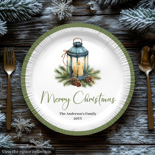 Klassische Boho-Weihnachtslaterne in erdigen Farbe Pappteller (Classic Boho Christmas Lantern in Earthy Colors

)