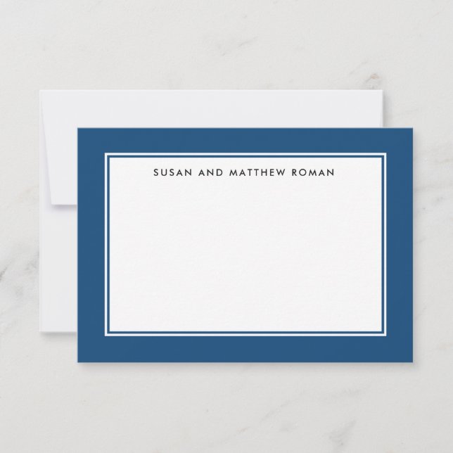 Klassische Border Blue Personalisiert Petite Flat  RSVP Karte (Vorderseite)