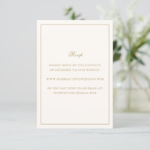 Klassische Border Elfenbein und Gold zeitlose Hoch RSVP Karte