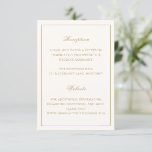 Klassische Border Ivory und Gold zeitlose Hochzeit Begleitkarte