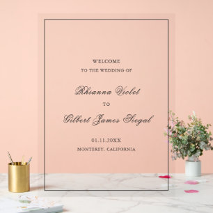 Klassische Border Schwarz-Weiß Hochzeit ohne Zeitg Acrylschild