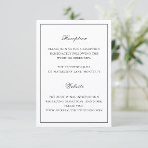 Klassische Border Schwarz-Weiß Hochzeit ohne Zeitg Begleitkarte