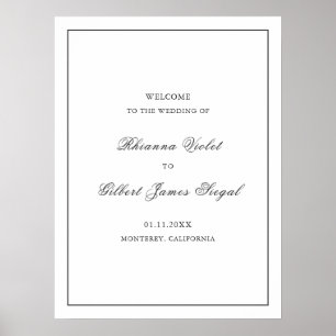 Klassische Border Schwarz-Weiß Hochzeit ohne Zeitg Poster