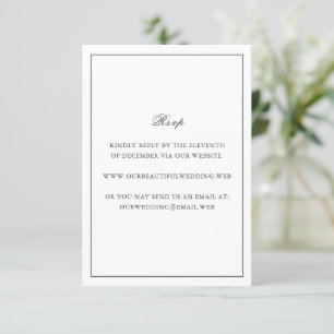 Klassische Border Schwarz-Weiß Hochzeit ohne Zeitg RSVP Karte