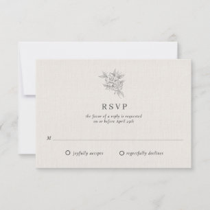 Klassische botanische beigefarbene Hochzeit RSVP Karte