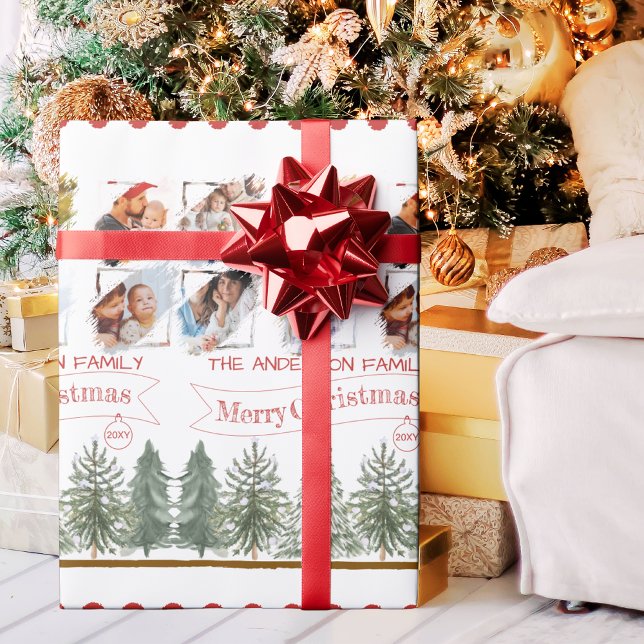 Klassische botanische Fotocollage Frohe Weihnachte Geschenkpapier (Von Creator hochgeladen)