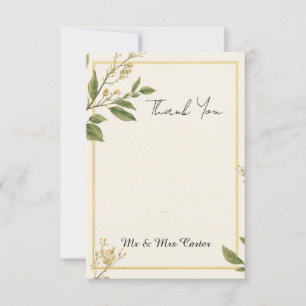 Klassische Botanische Hochzeit Dankeskarten mit Gr Dankeskarte