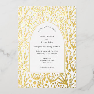 Klassische Botanische Hochzeit Folieneinladung