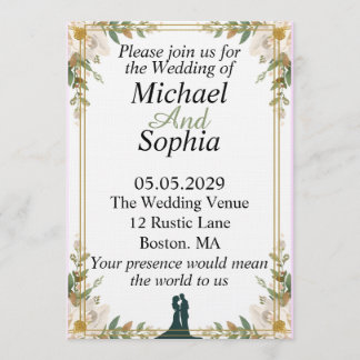 Klassische botanische Hochzeitseinladung mit Rahme Einladung