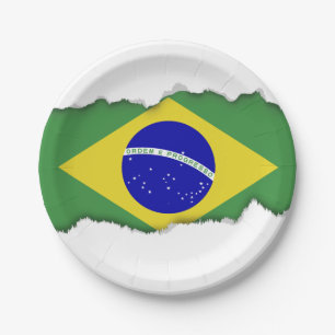 Klassische brasilianische Flagge Pappteller