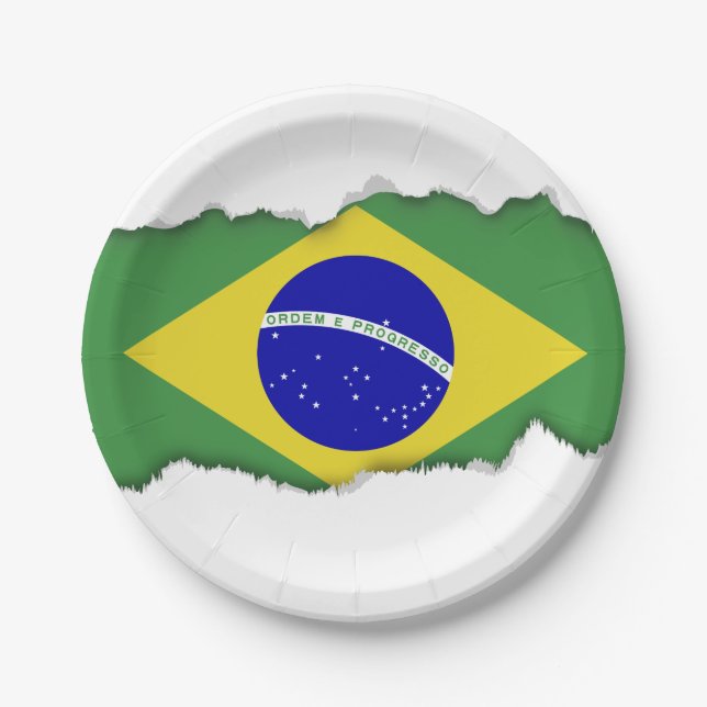 Klassische brasilianische Flagge Pappteller (Vorderseite)