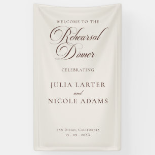 Klassische braune Hochzeitsprobe-Dinner Ivory Banner