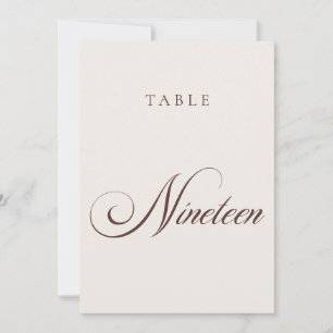 Klassische braune Kalligrafie-Hochzeitstisch-Numme Einladung