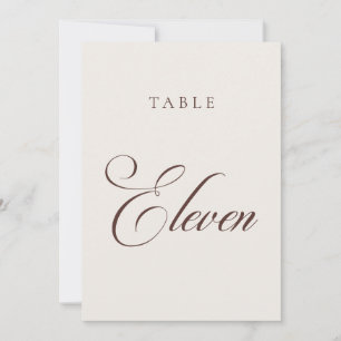 Klassische braune Kalligrafie-Hochzeitstisch-Numme Einladung