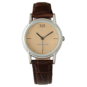 Klassische Brown-Lederband-Uhr Armbanduhr