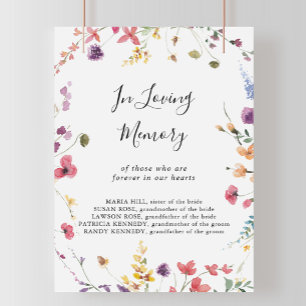 Klassische bunte wilde Blumen in liebevoller Erinn Poster